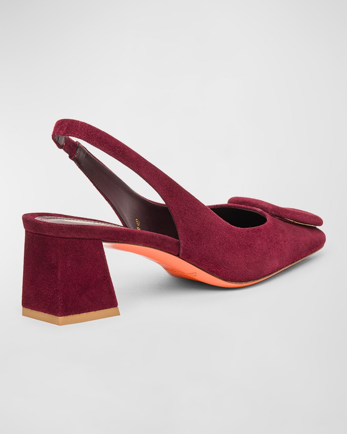 Suede Buckle Slingback Pumps - 3