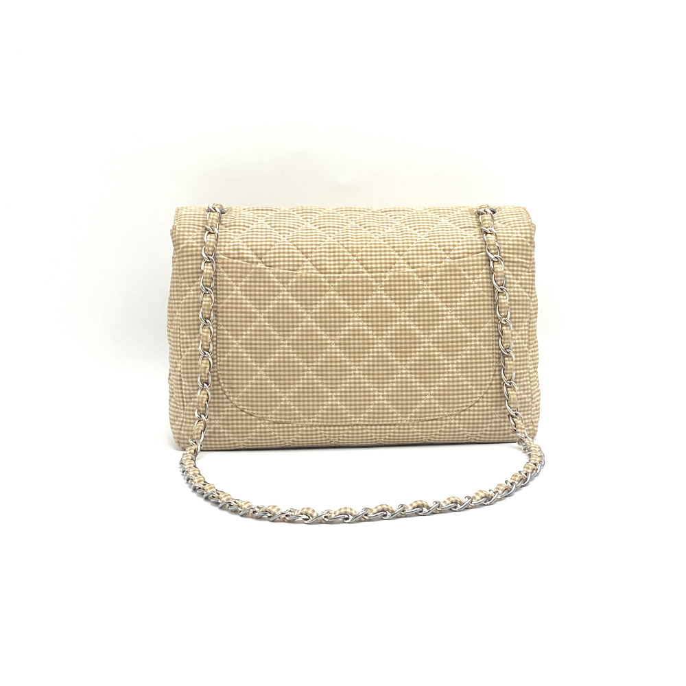 Chanel No.4 Yellow Check Gingham Flap Chain Bag Large - 3