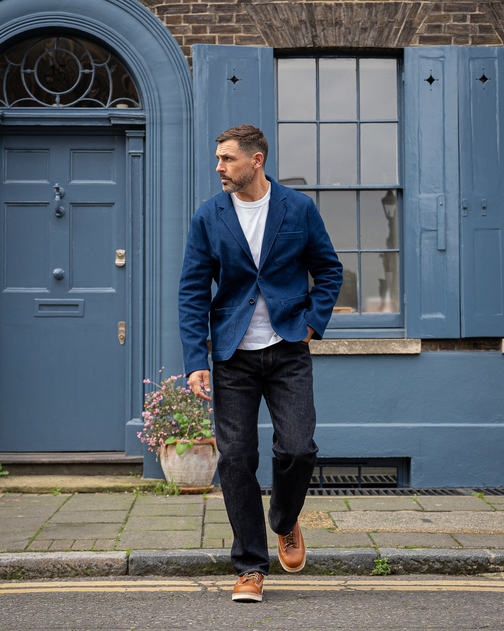 STF-SBZR-IND SaturdayTypeFever - Sashiko Blazer - Indigo - 3