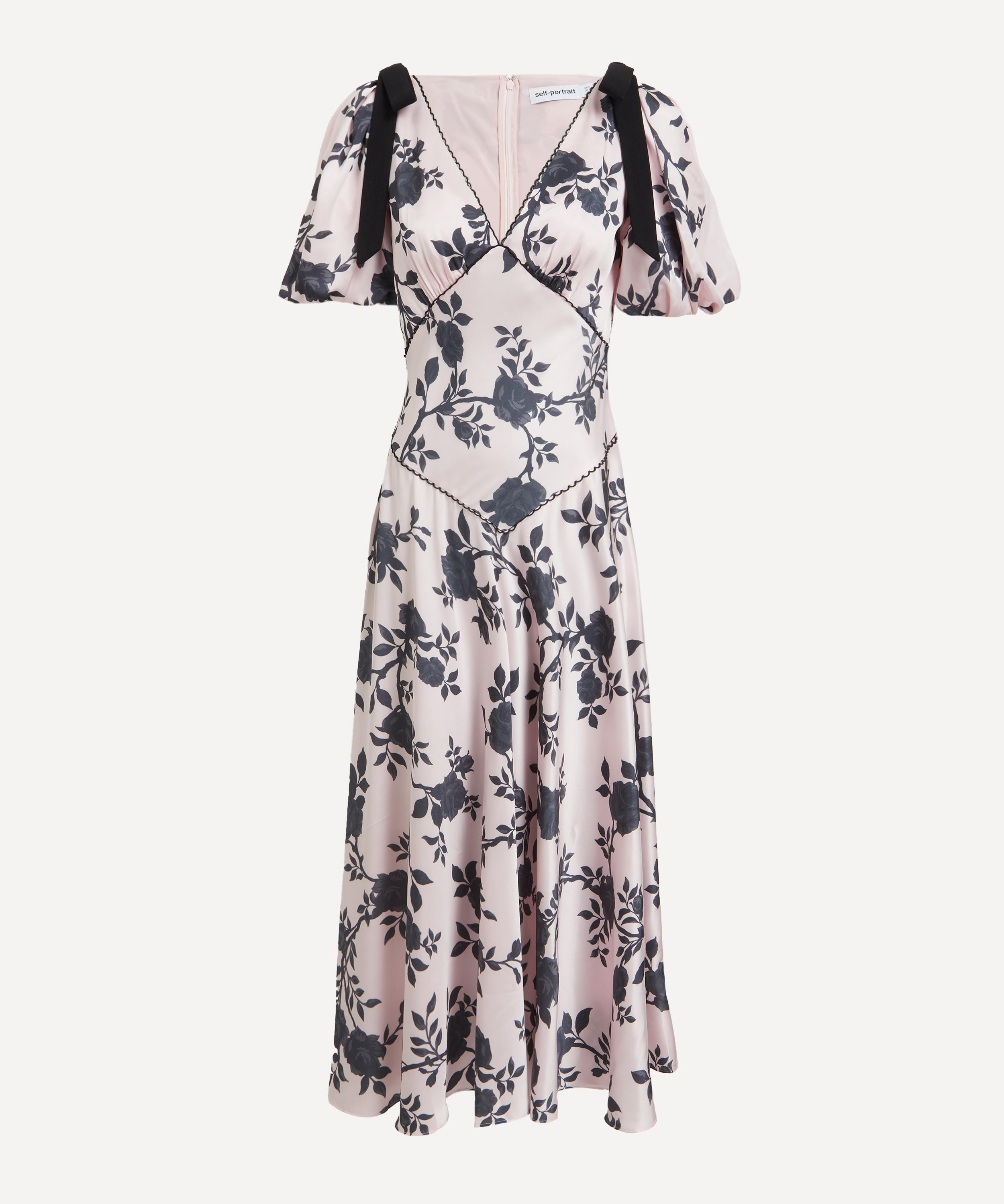 Satin Floral Midi Dress - 1