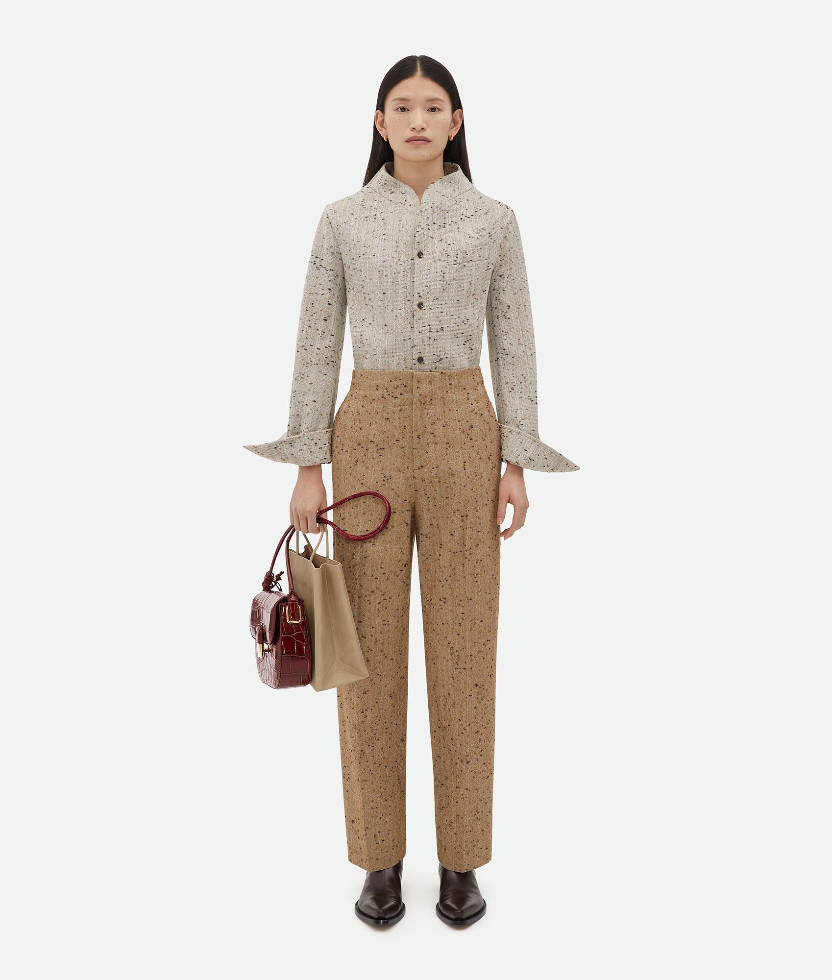 Knotted Wool Funnel Neck Shirt - 5