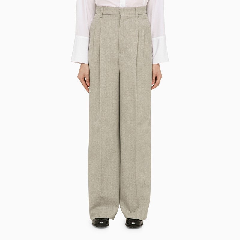 Ami Paris Light Grey Wool Trousers Women - 1