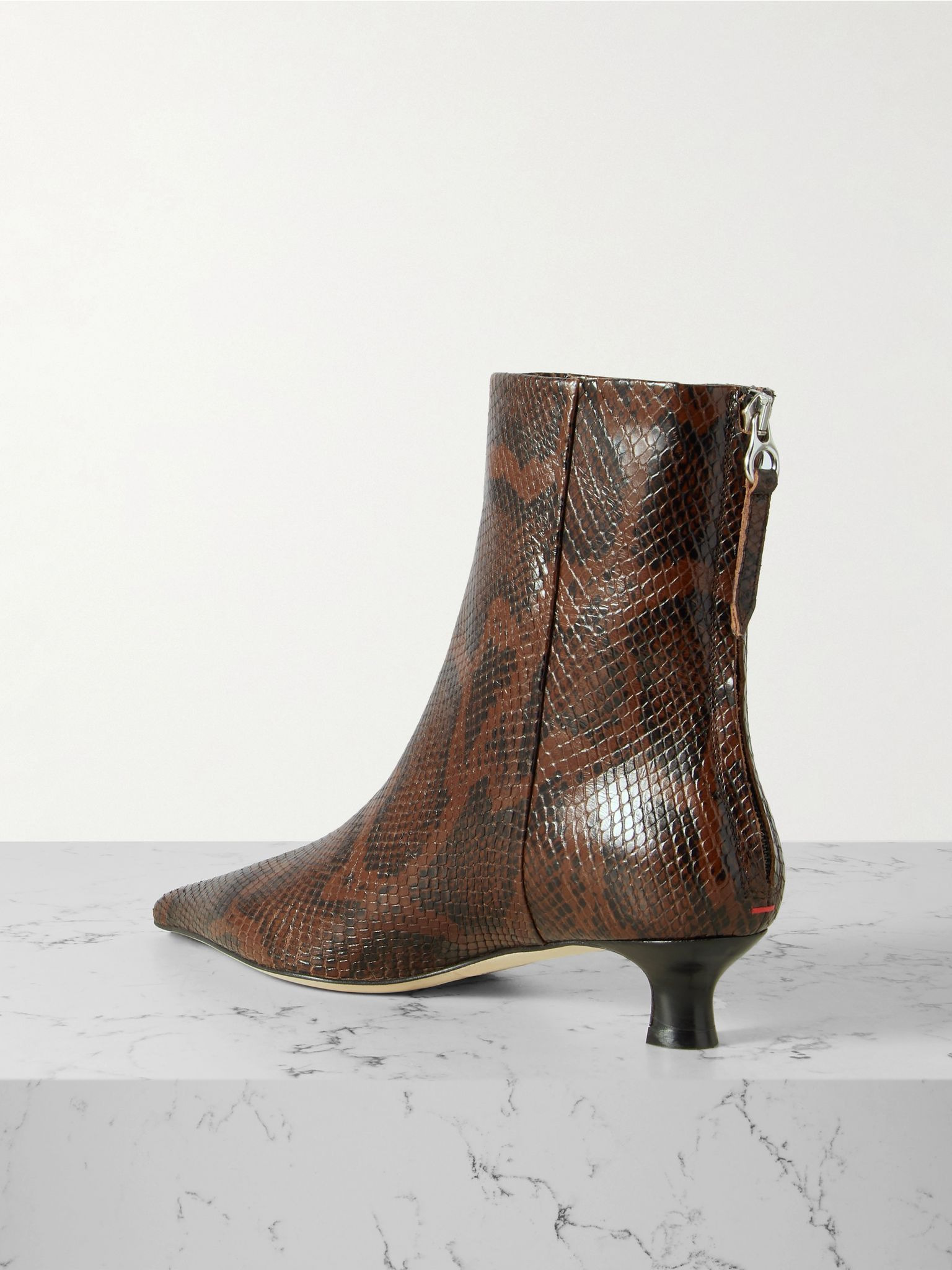 Zoe snake-effect leather point-toe ankle boots Snake print - 3
