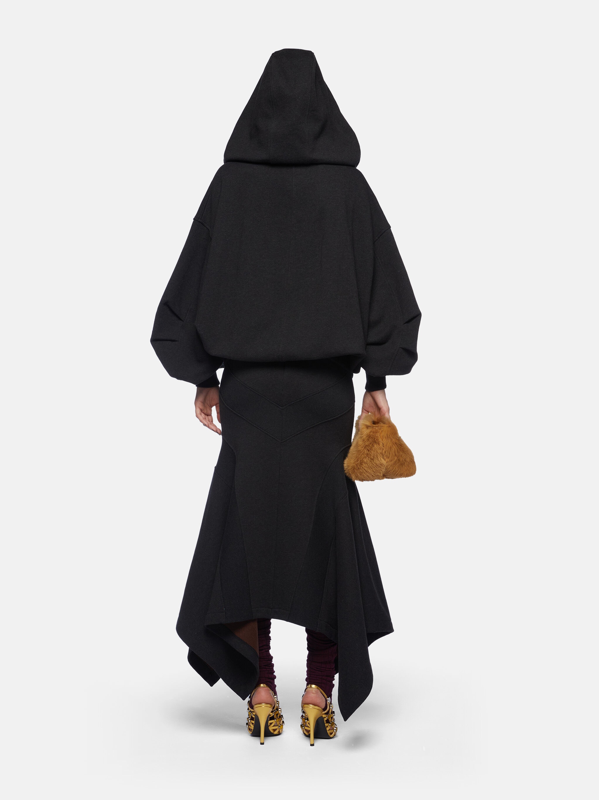 BLACK FADE AND BROWN MIDI SKIRT - 3