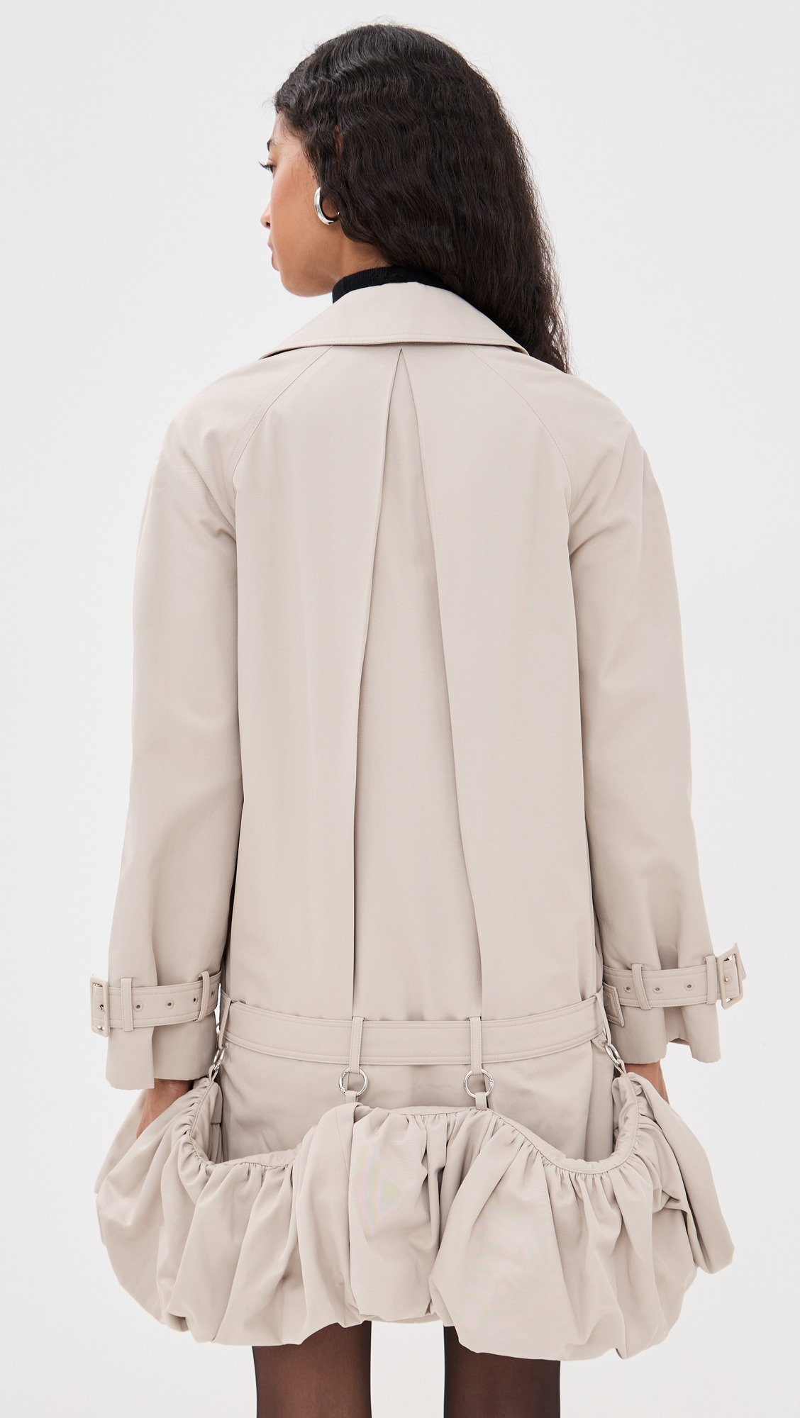 Puff Hem Trench Dress - 2