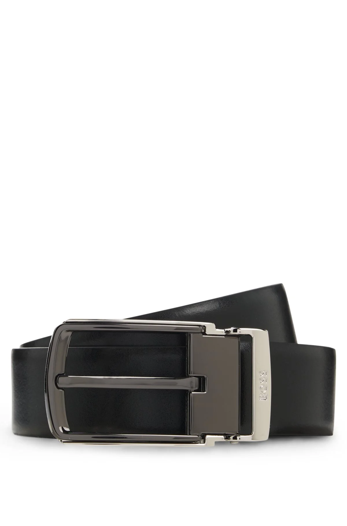 REVERSIBLE LEATHER BELT WITH SMOOTH AND TEXTURED FINISHES - 1