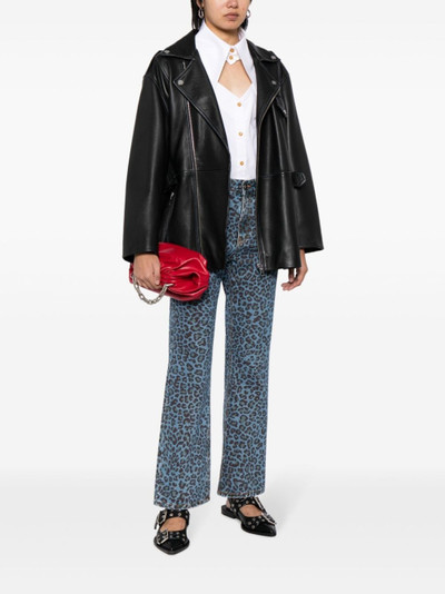 Molly Goddard leopard-print flared jeans outlook