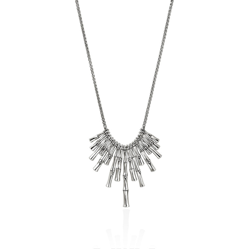 Bamboo Bib Necklace, Sterling Silver 1