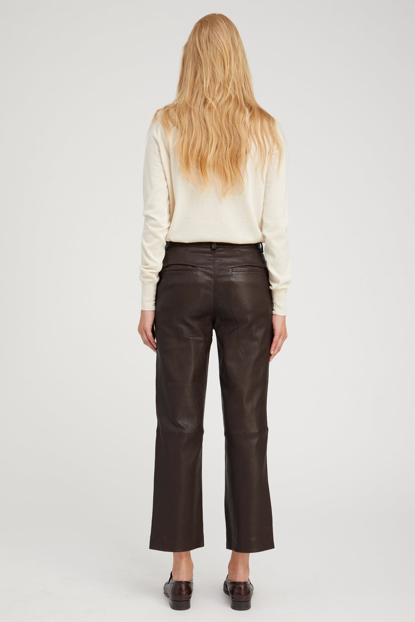 AMERICANO LEATHER CROPPED TROUSERS - 3