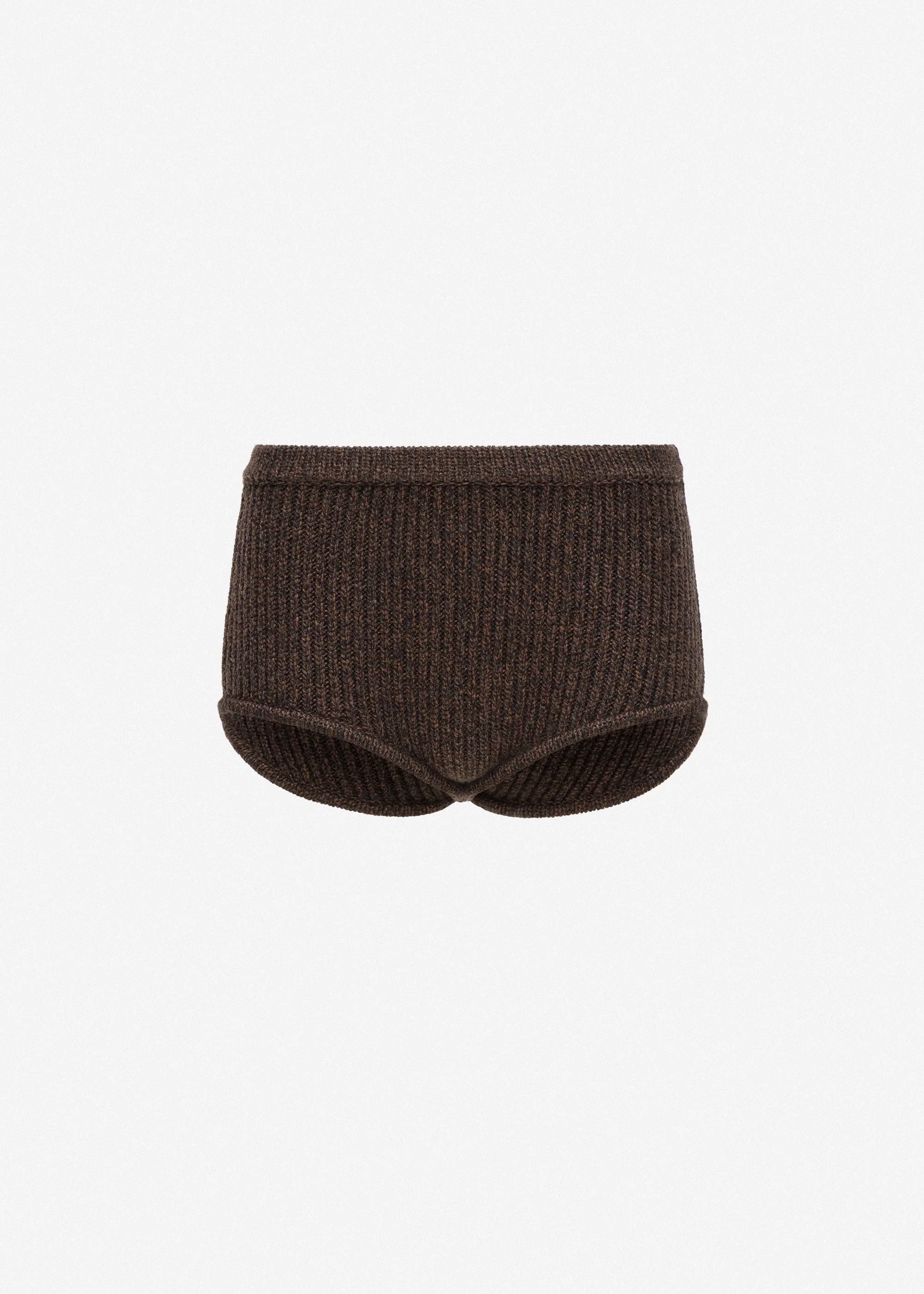 Wool knit shorts in dark brown - 1