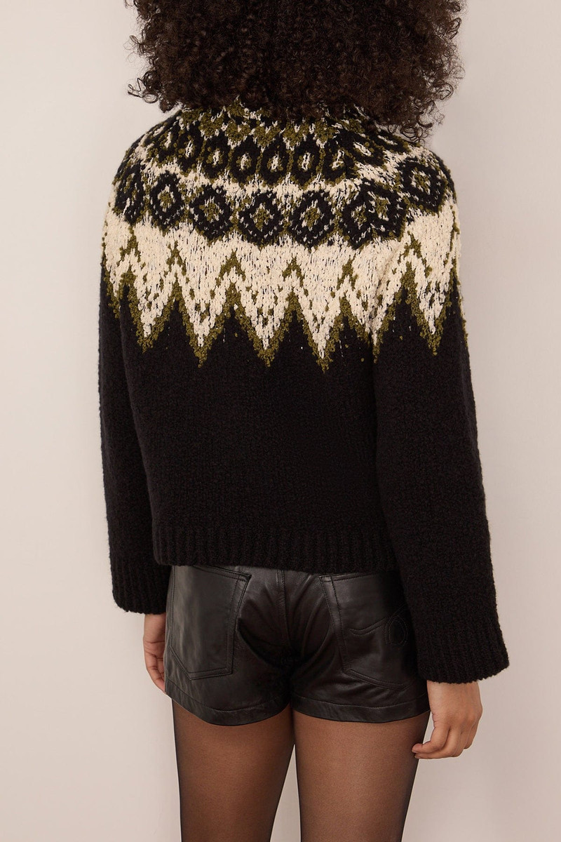 Lizzy Sweater in Textured Fairisle Black Multi 4