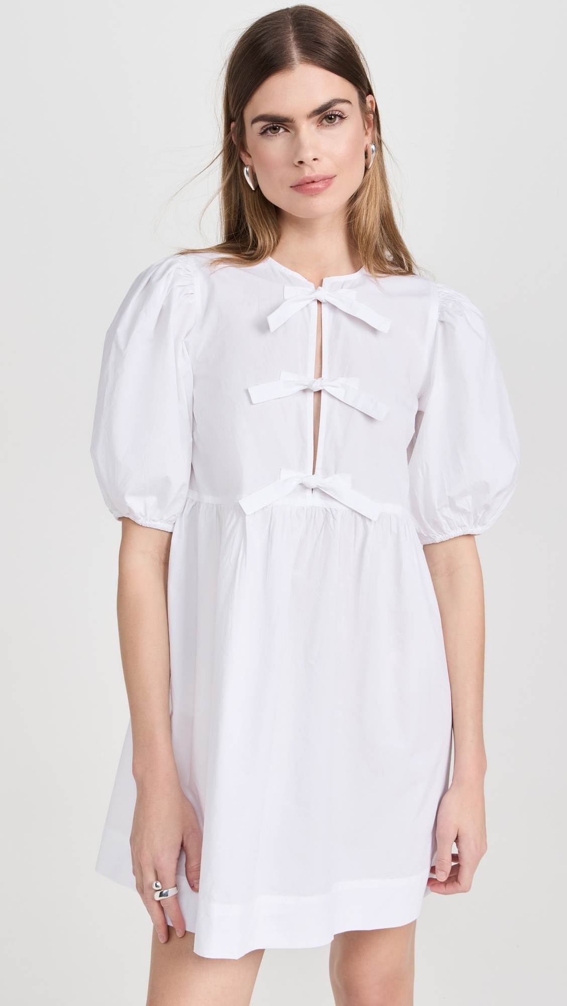 GANNI Cotton Poplin Tie String Mini Dress | shopbop | REVERSIBLE