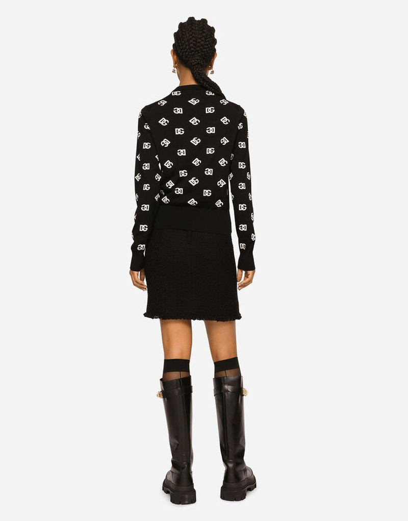 Wool and silk cardigan with all-over DG logo 3
