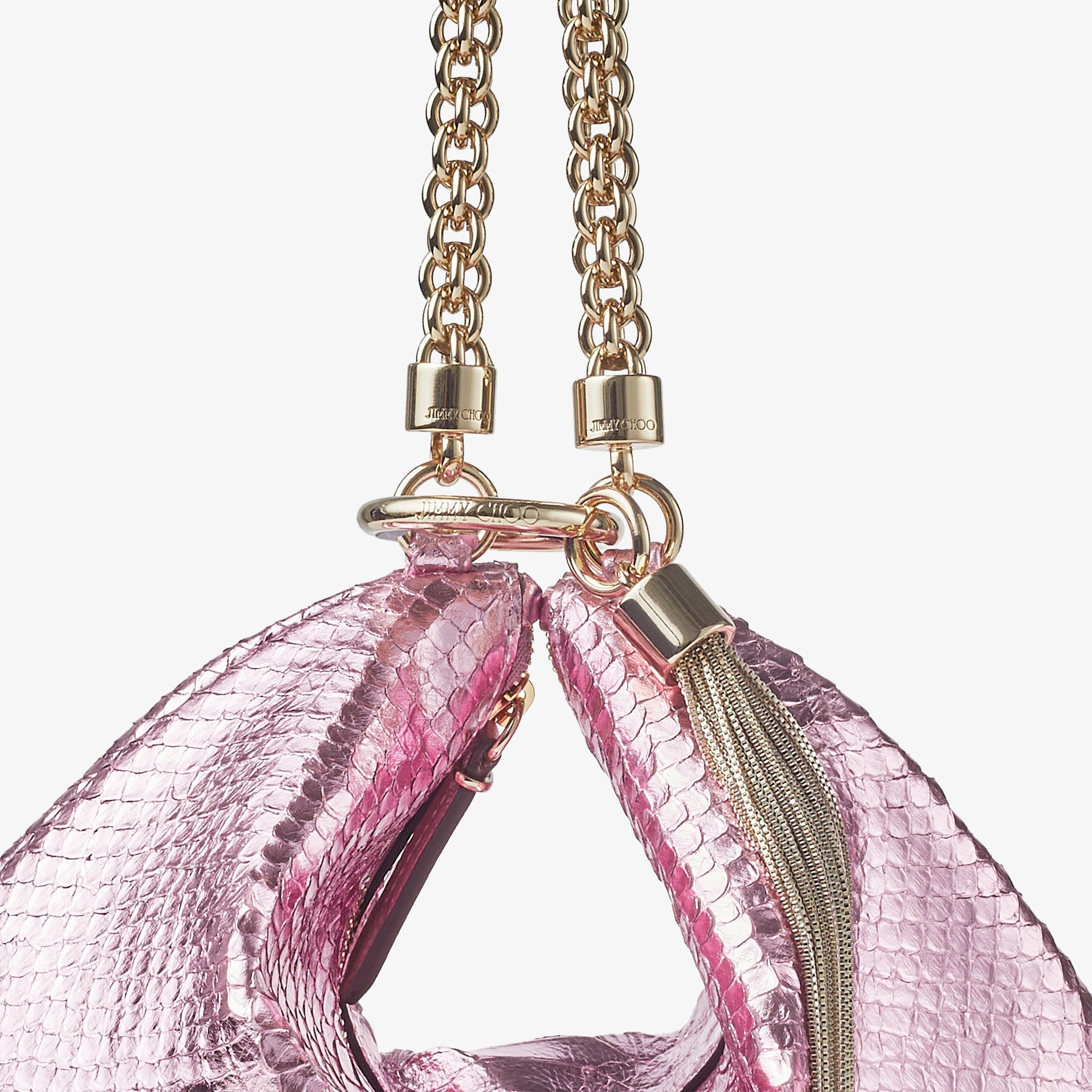 Callie
Candy Pink Metallic Snake Printed Leather Clutch Bag - 3