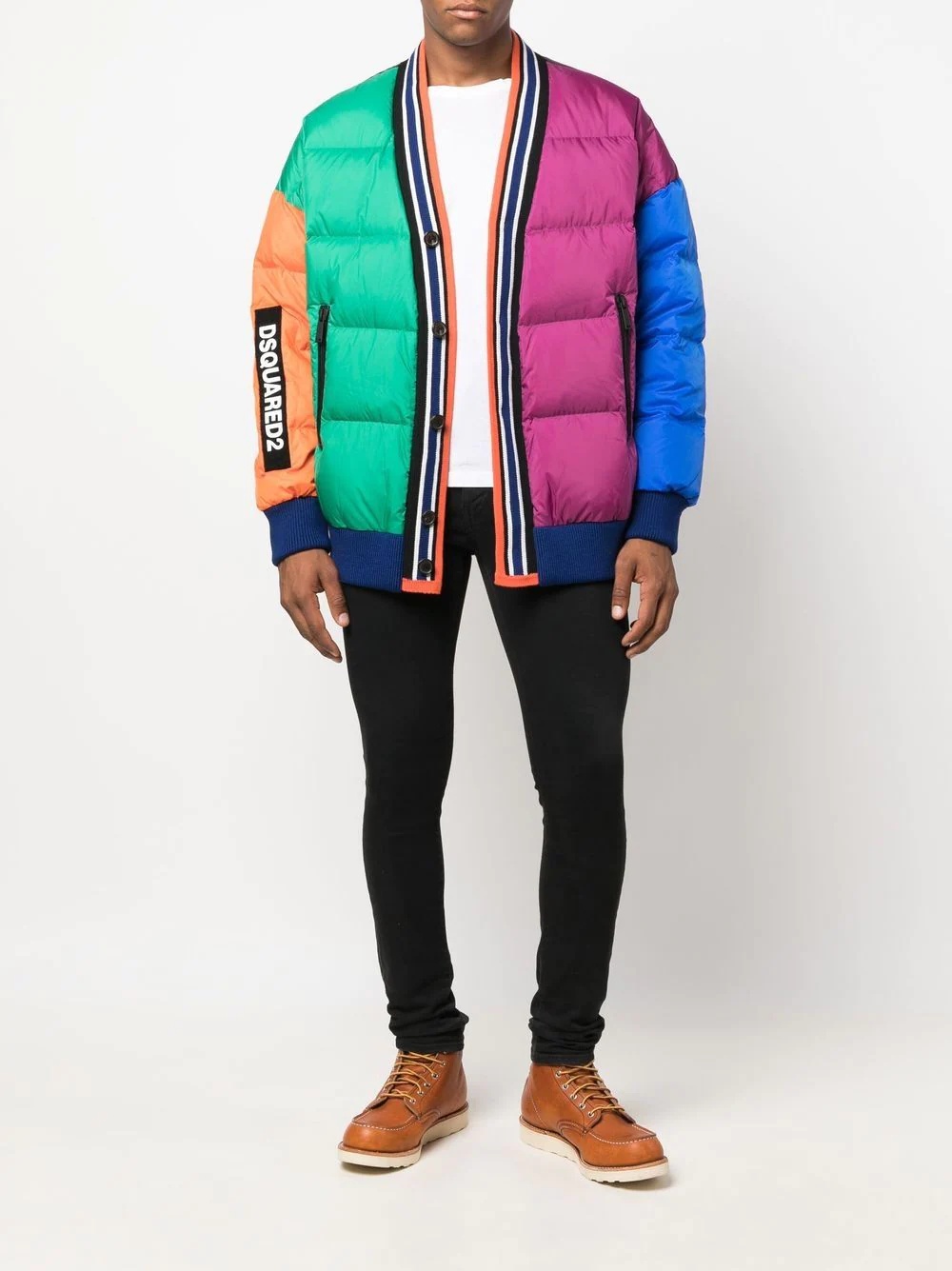 colour block padded jacket - 2