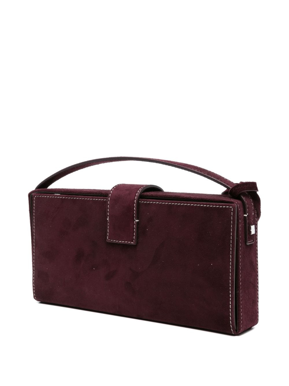 Apolonia rose-embellished suede clutch bag - 3