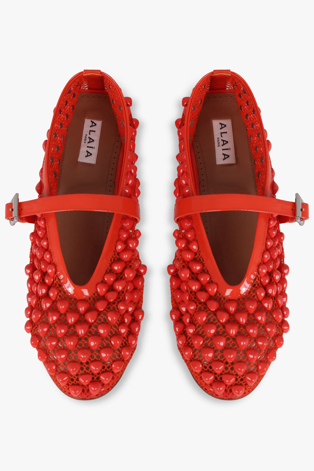 STUD FISHNET MESH BALLET FLAT | ORANGE - 4
