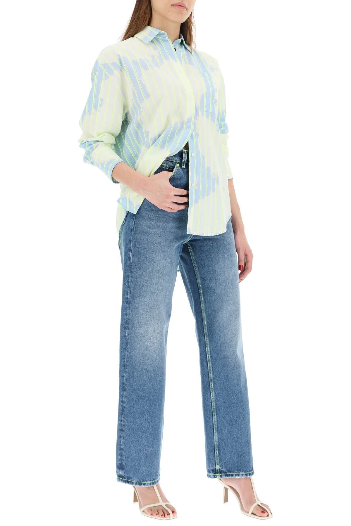 WIDE LEG JEANS WITH NEON STITCHING - 2