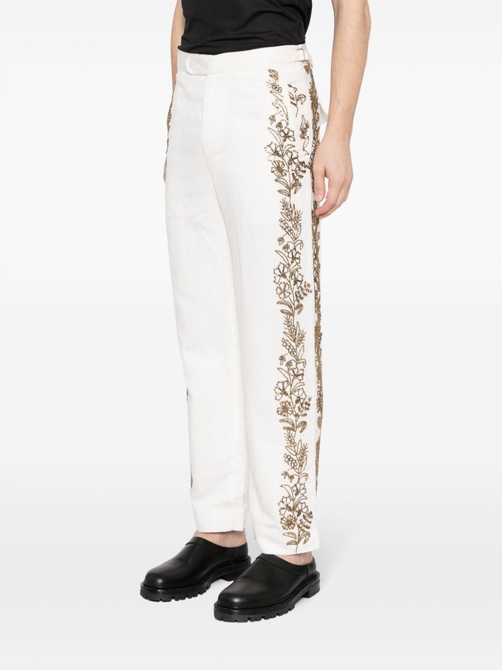 beaded straight-leg trousers - 3