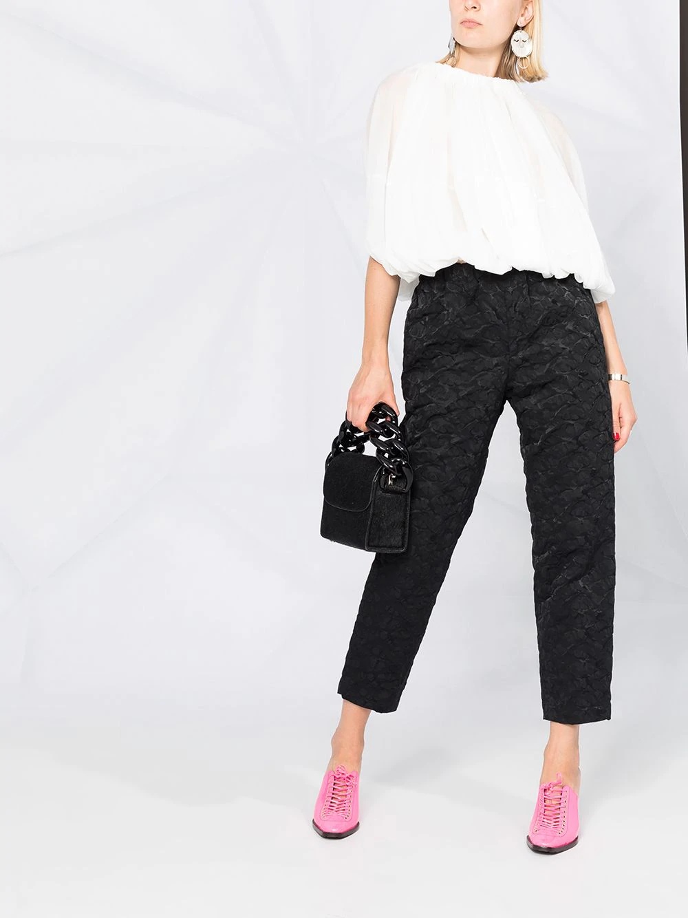 textured cropped trousers - 2