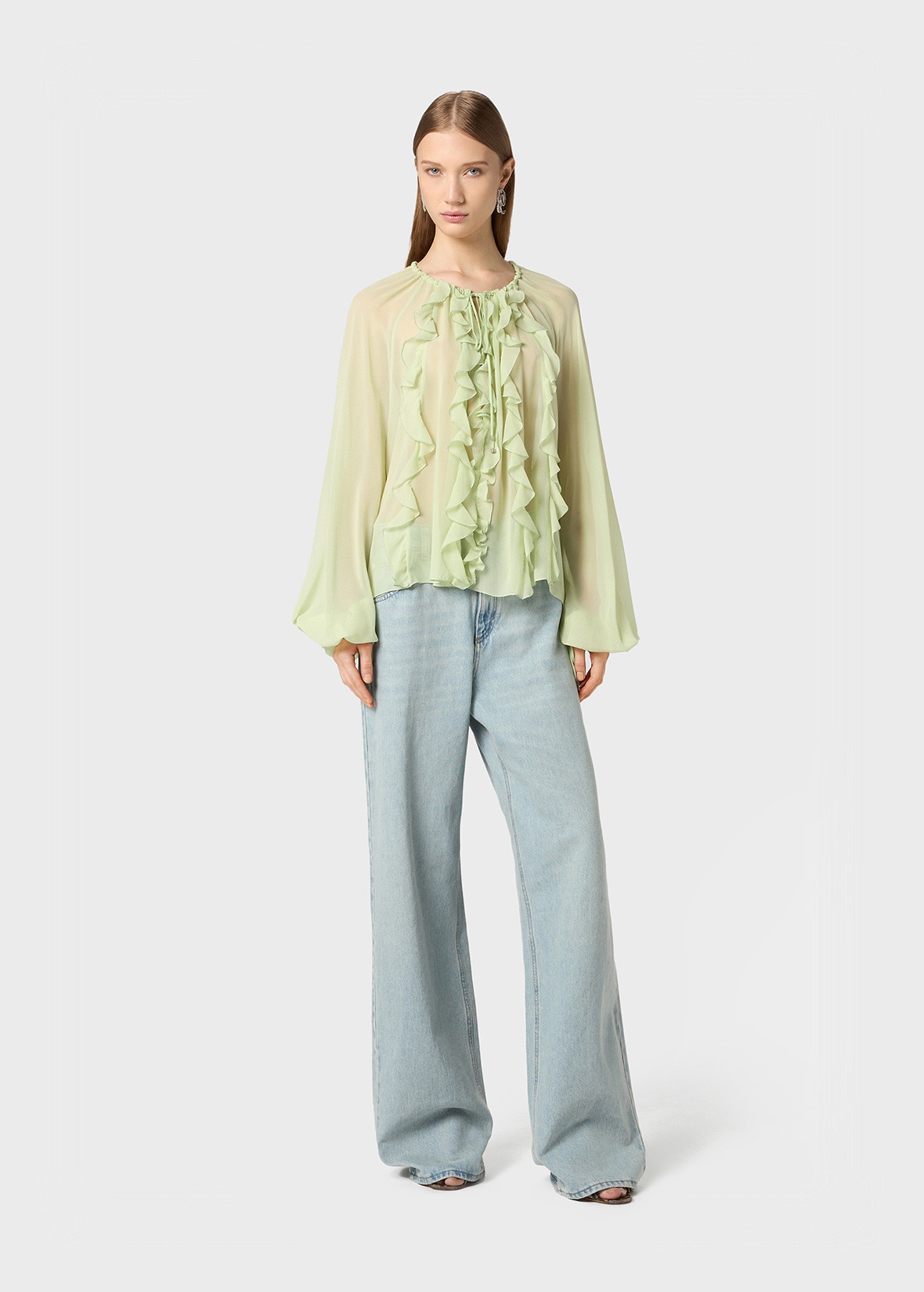 GEORGETTE BLOUSE WITH RUFFLES - 2