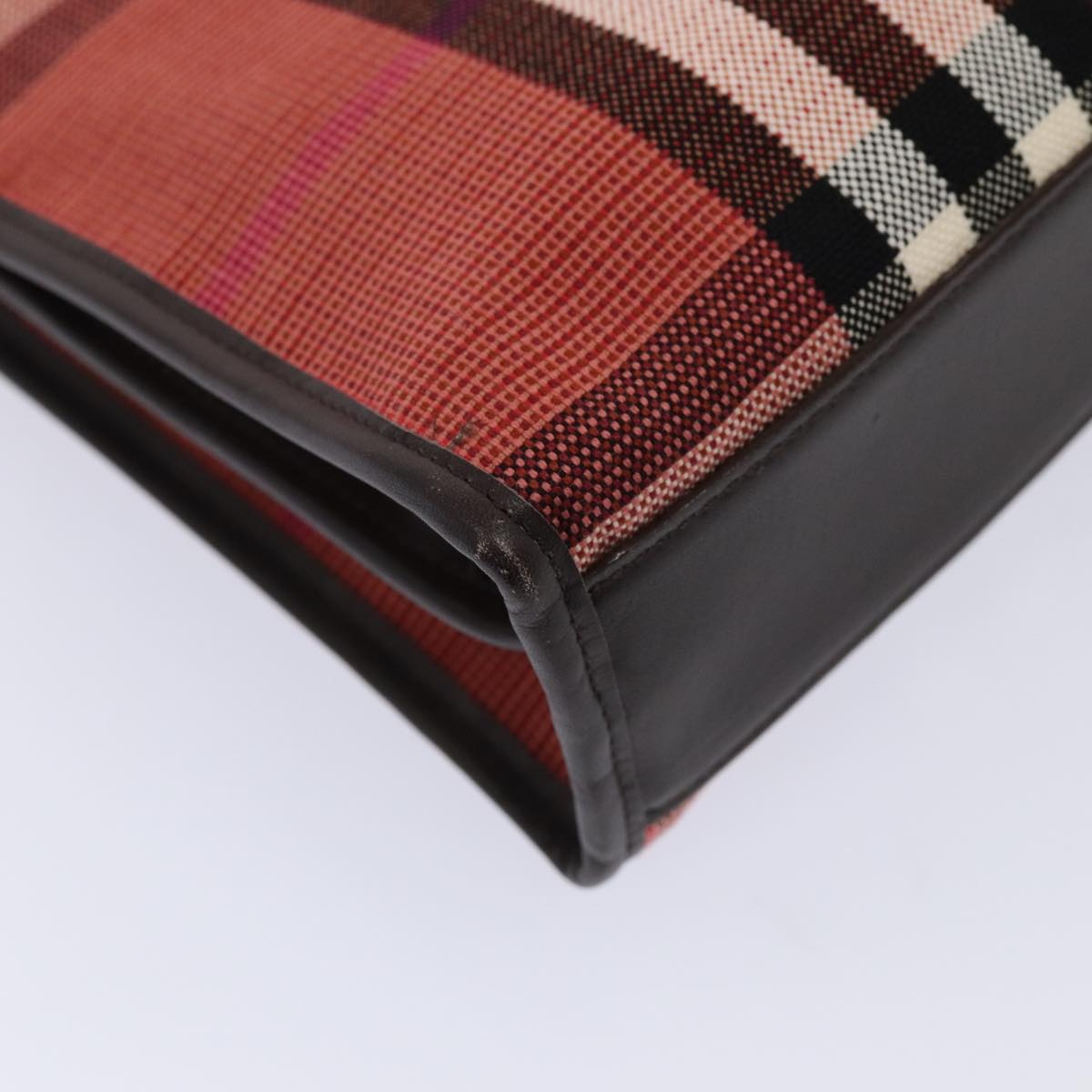 Burberry Nova Check Hand Bag Canvas Red - 13