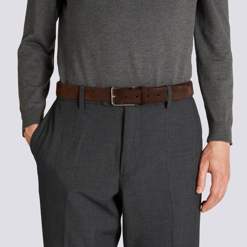 Santoni Dark brown suede adjustable belt outlook