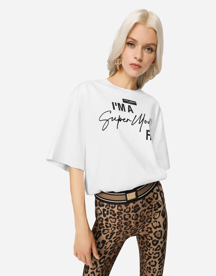 Jersey T-shirt with I'm a super model fan print - 2