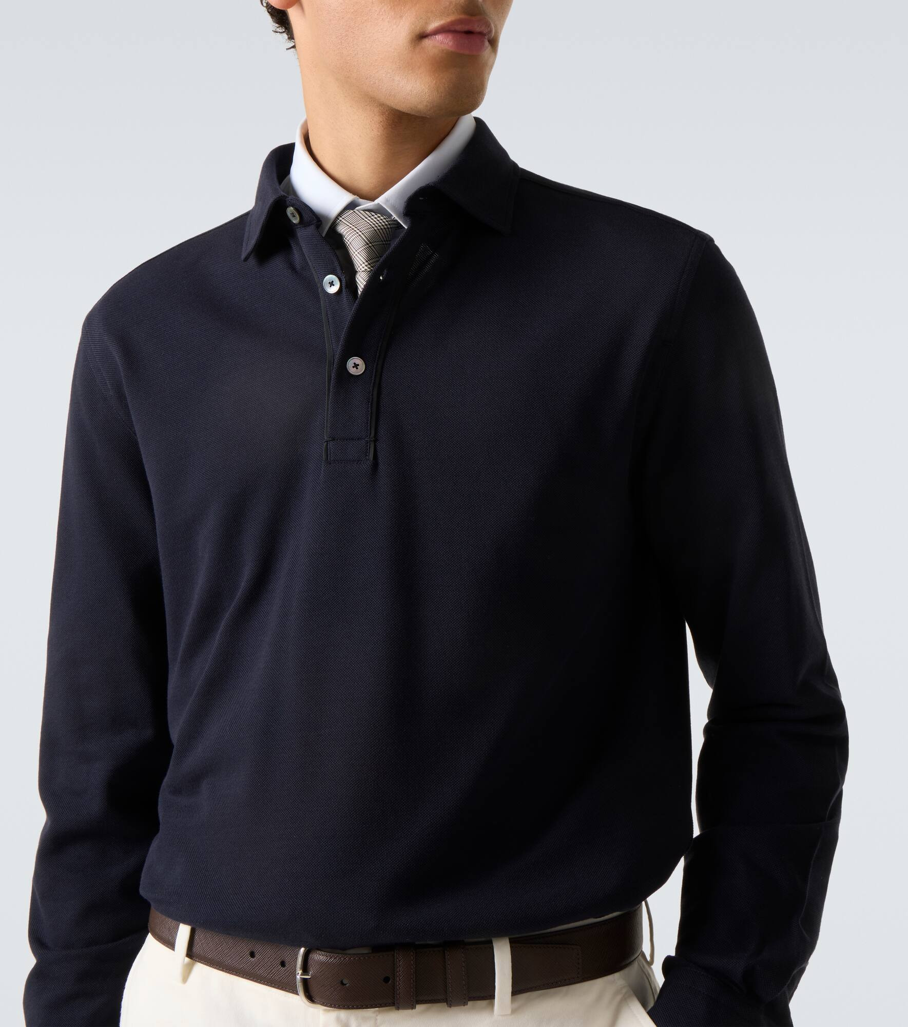 Cotton piqué polo sweater - 5
