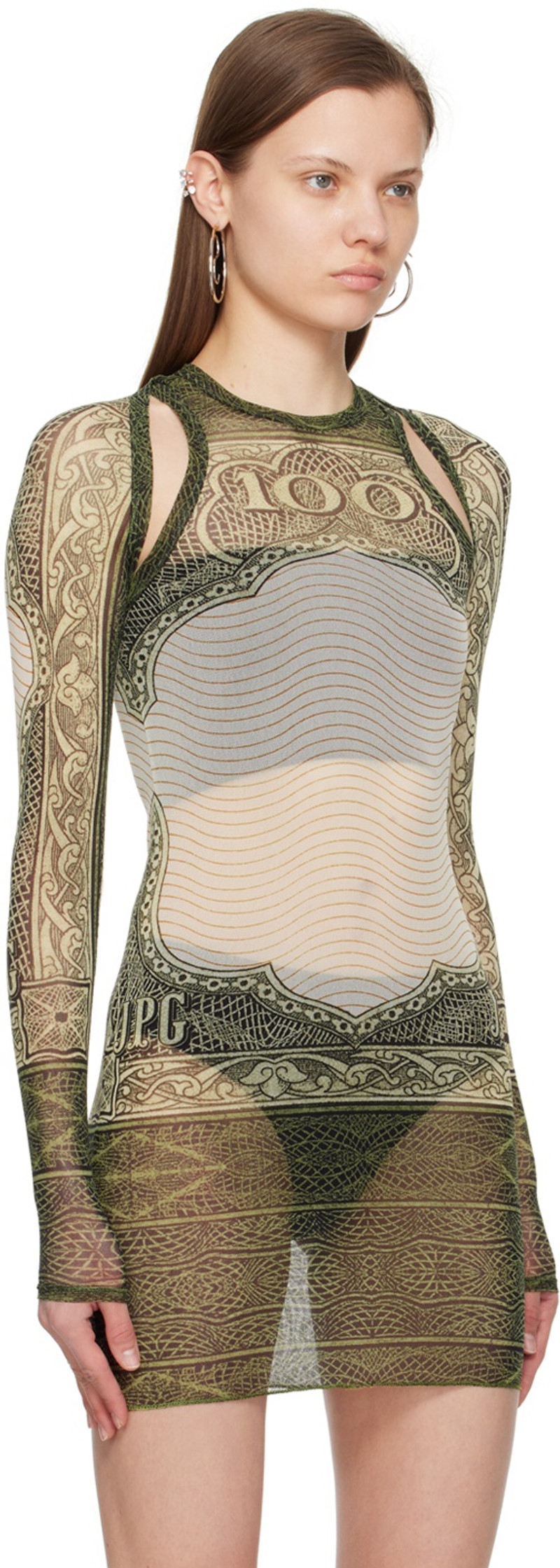 Jean Paul Gaultier Green & Off-White 'The Cartouche' Cardigan outlook