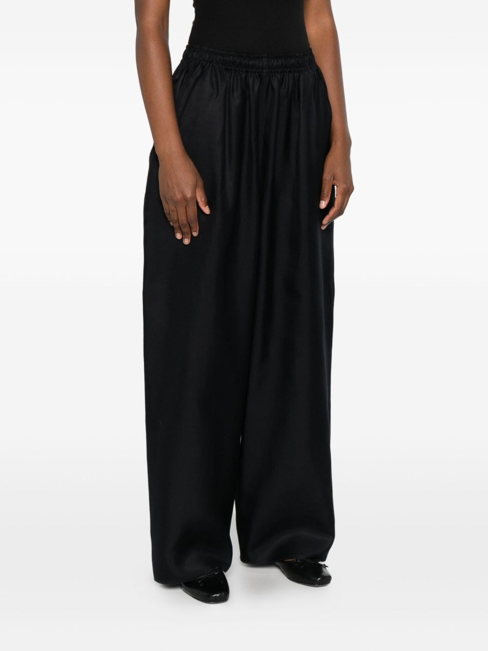 elastic-waist silk trousers - 3