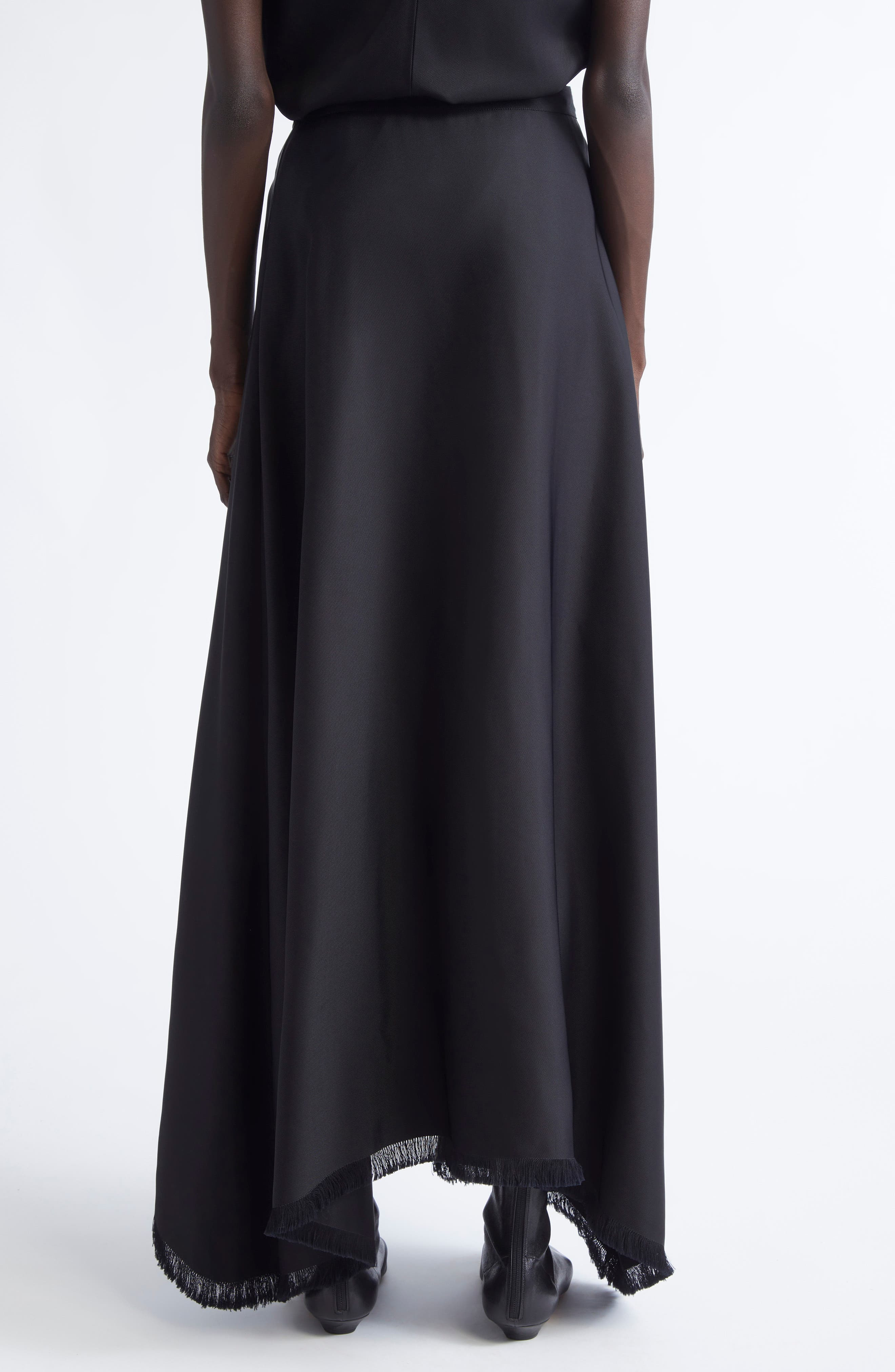 FFORME Ash Drape Fringe Trim Maxi Skirt in Black at Nordstrom - 3