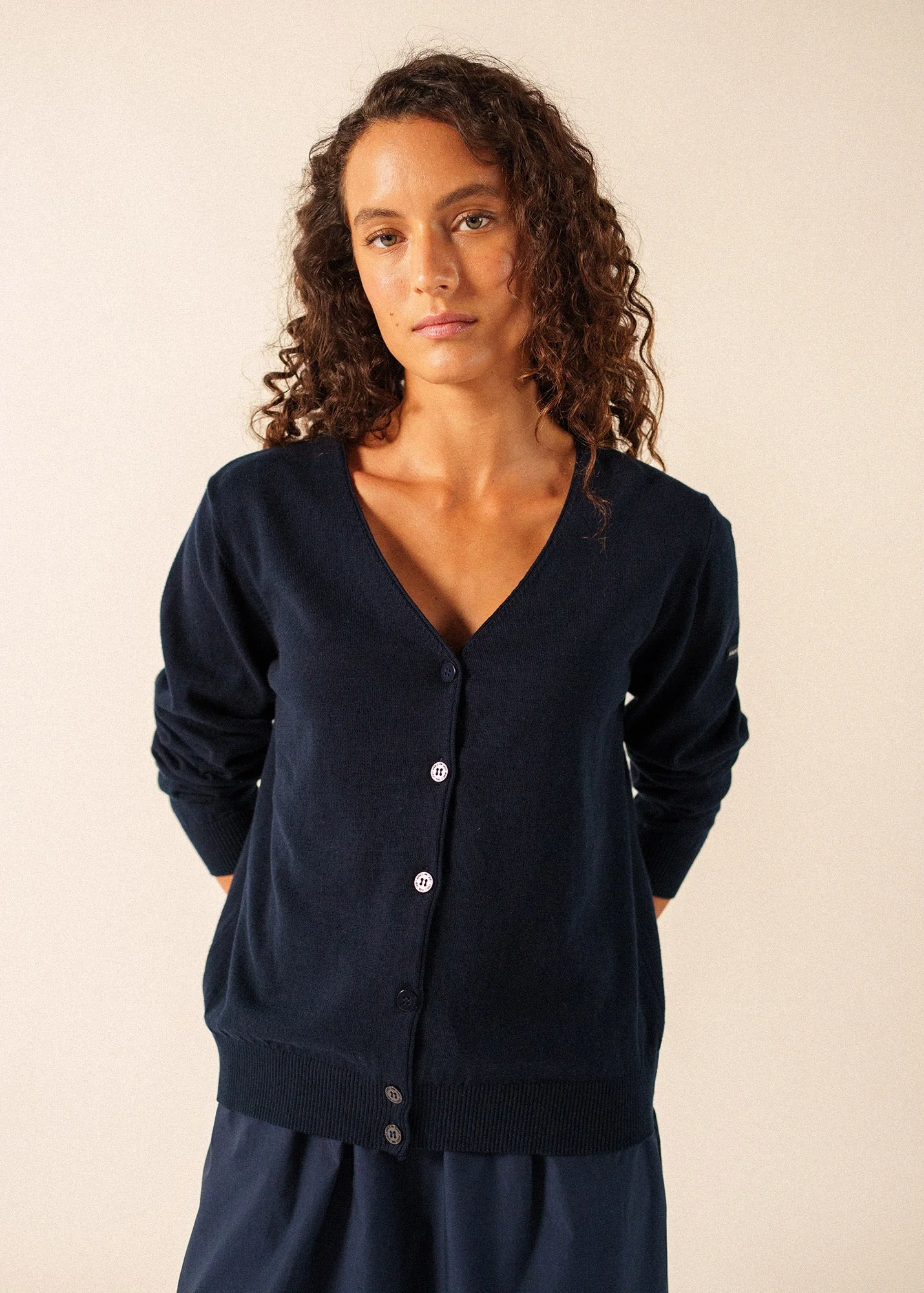 TAVIRA Cotton & Cashmere V-Neck Cardigan - 1