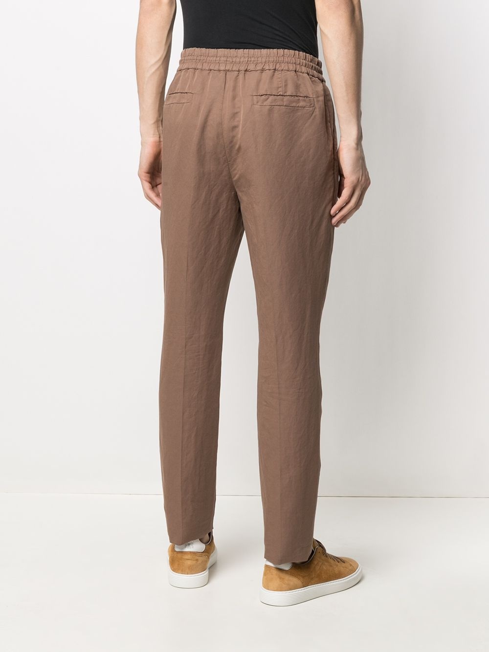 drawstring-waist straight leg trousers - 4