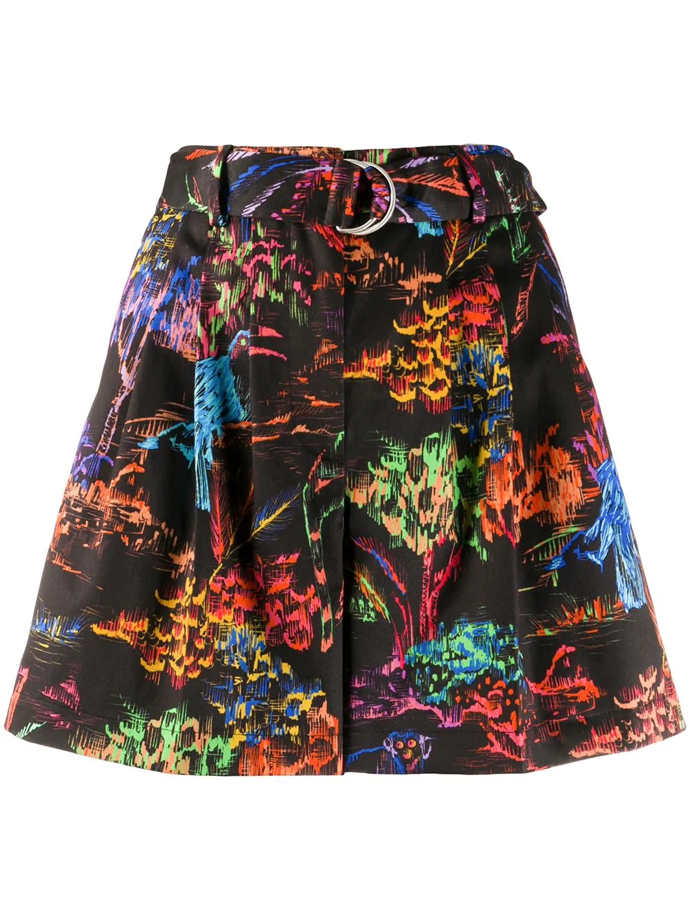 abstract-print high-waisted shorts - 1