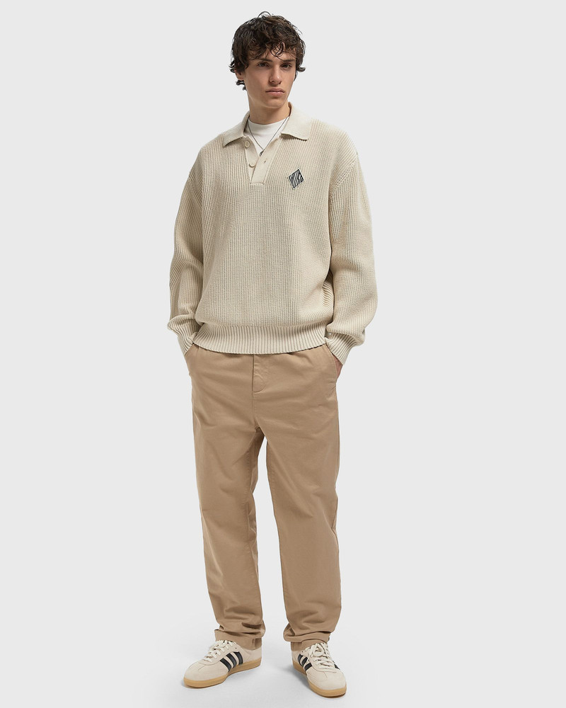 LACOSTE Badge Accent Pearl Rib Polo Collar Sweater outlook