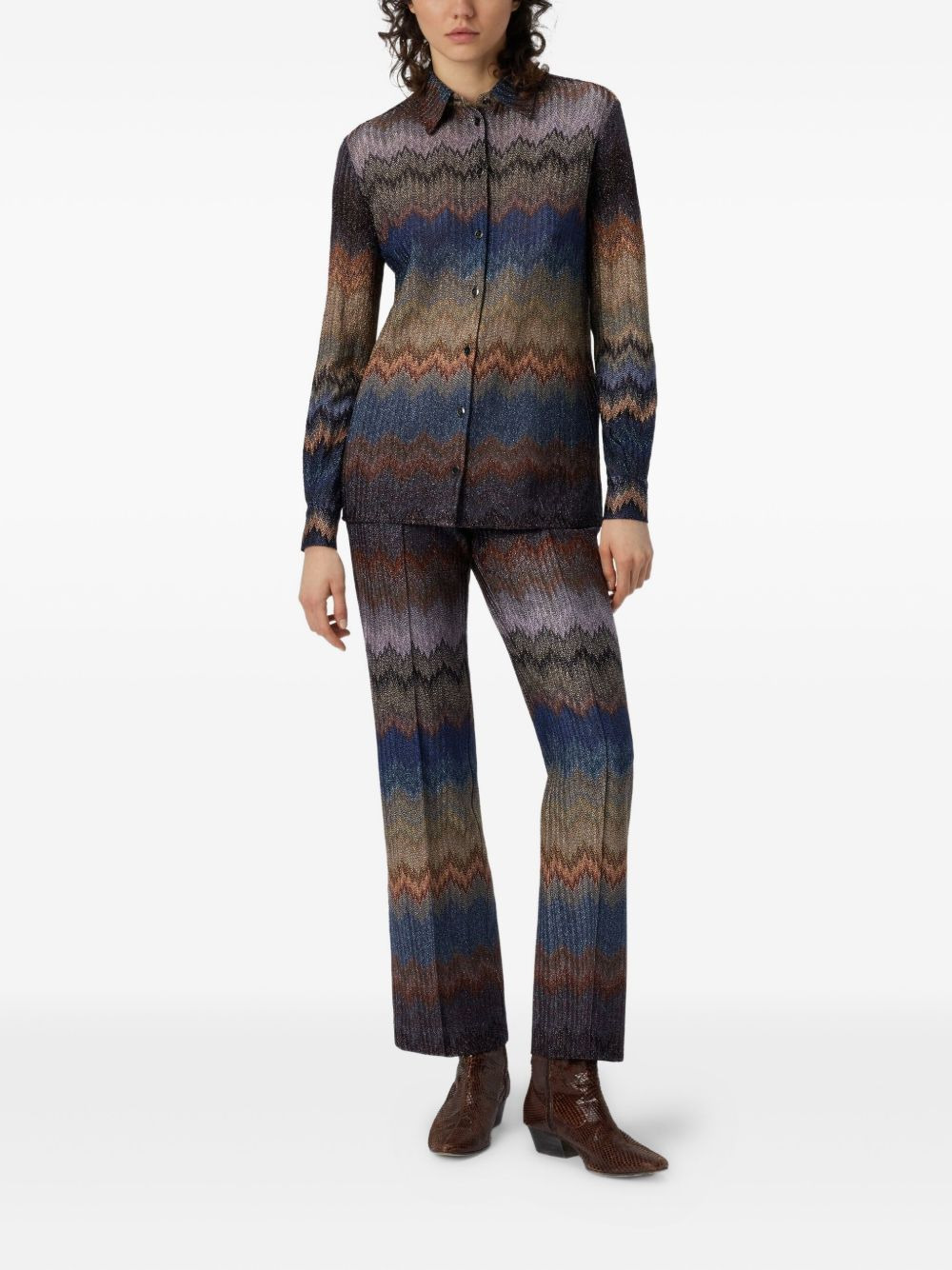 chevron-pattern metallic shirt - 2