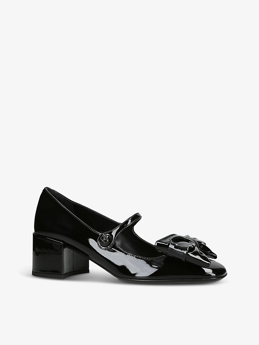 VLogo bow-embellished patent-leather heeled courts - 3