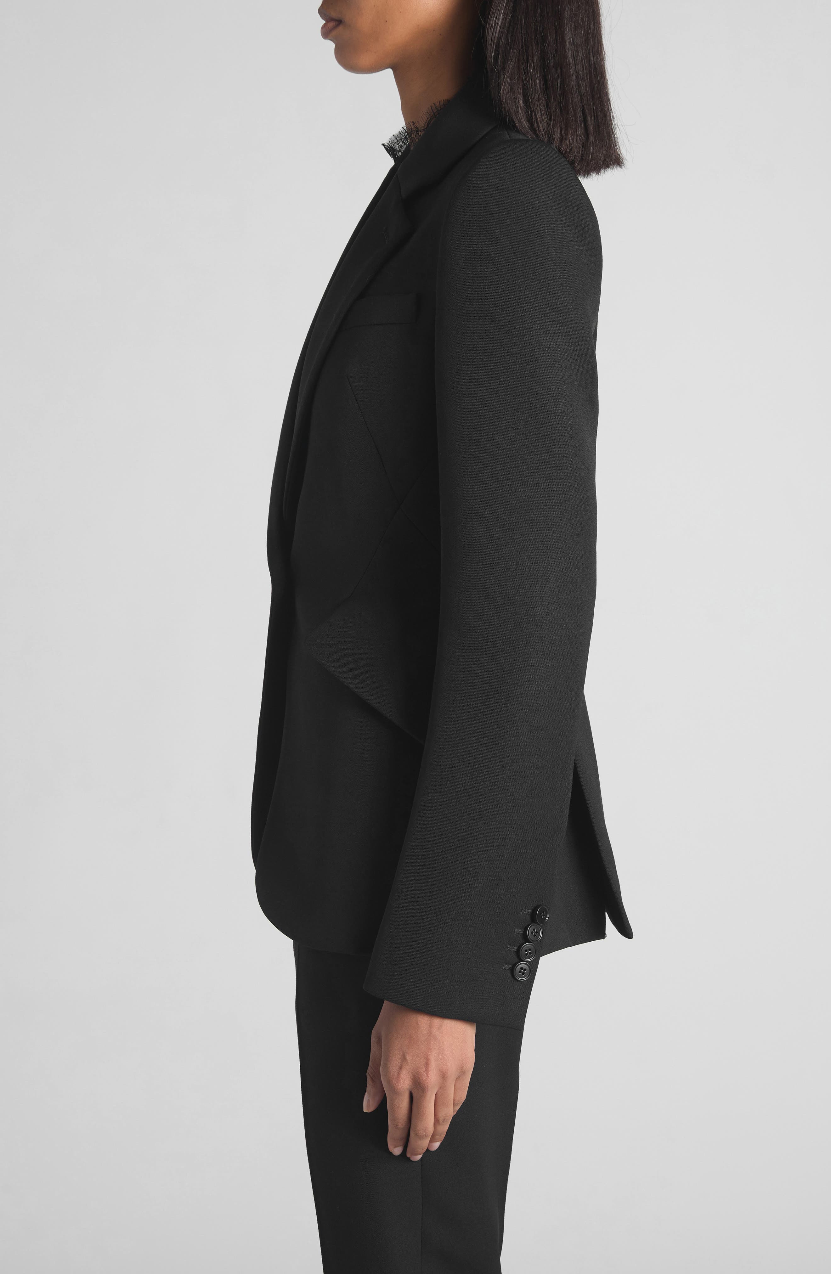 McQueen One-Button Wool Jacket in Black at Nordstrom - 3