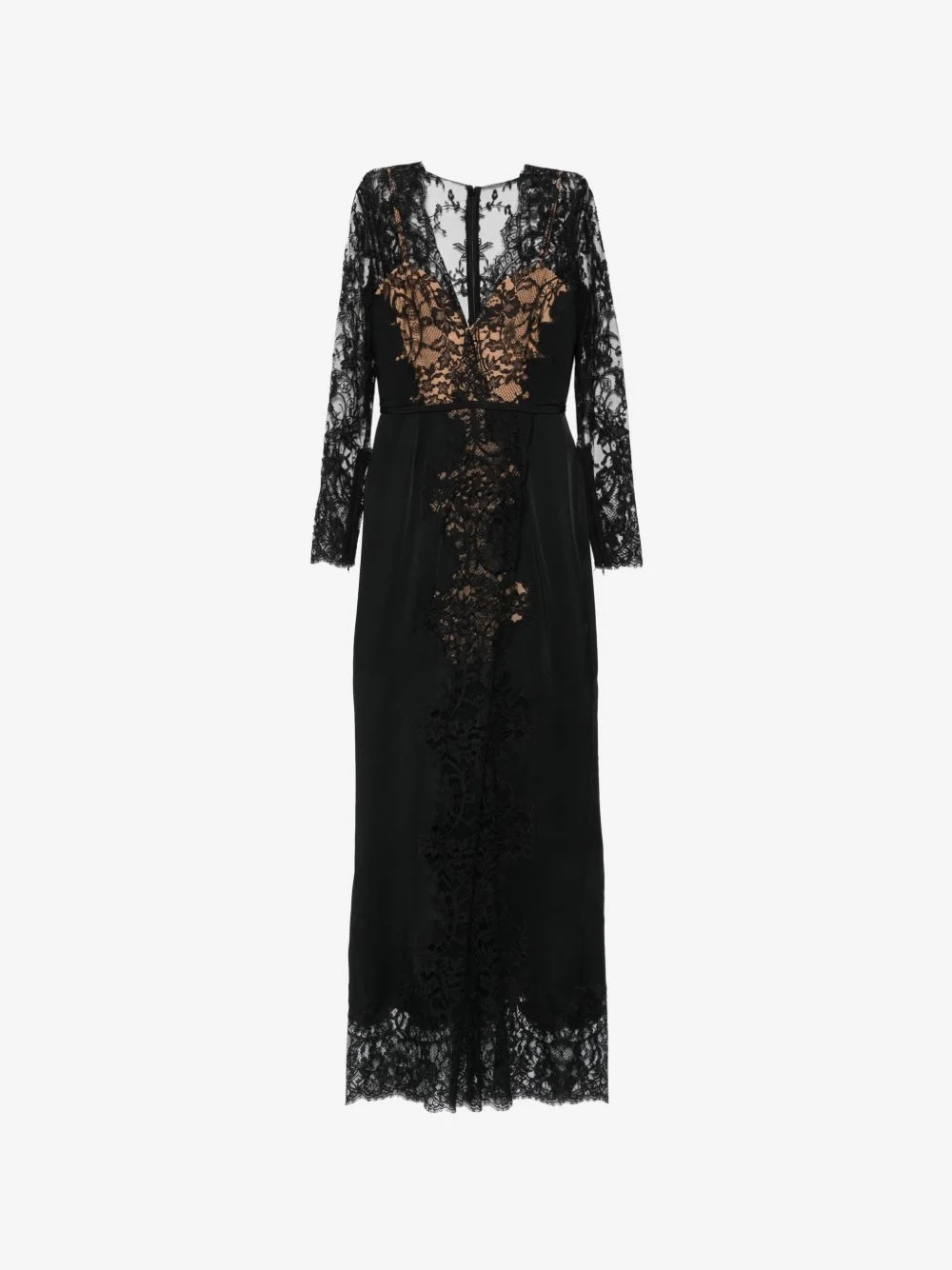 lace-panelled floor-length maxi dress - 1