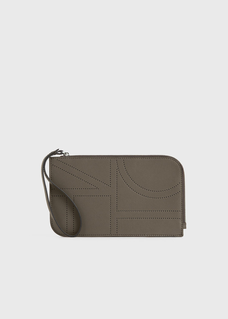 Monogram leather wristlet pouch ash 1