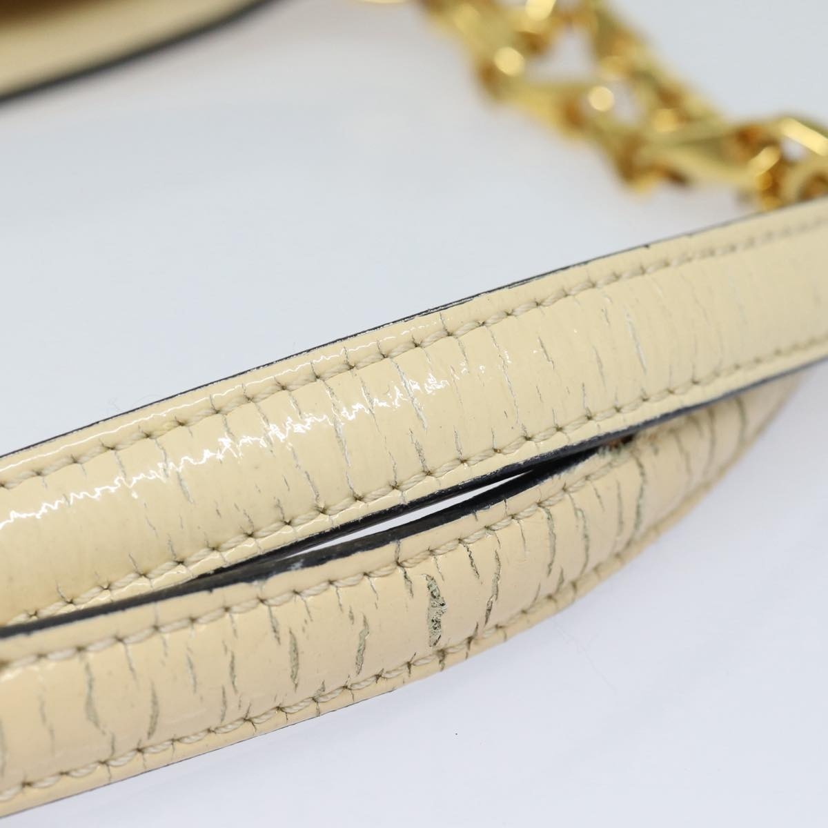 CELINE Chain Shoulder Bag Enamel Beige Gold - 9
