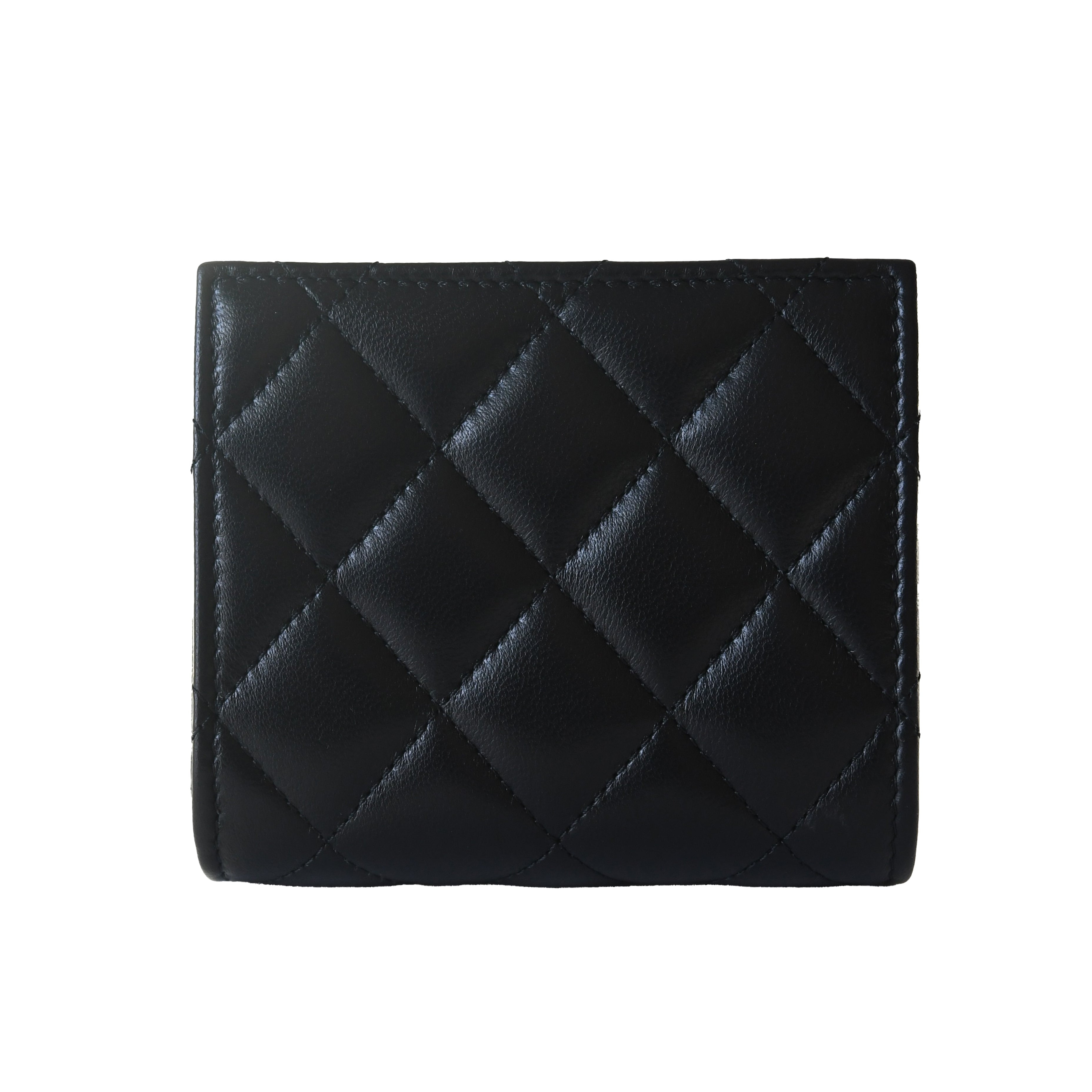 Chanel CC Quilted Compact Bifold Wallet Black - 2