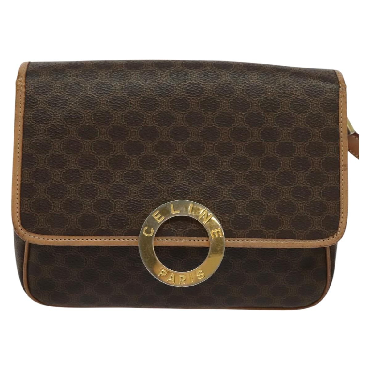 CELINE Macadam Canvas Shoulder Bag Pvc Leather Brown - 13