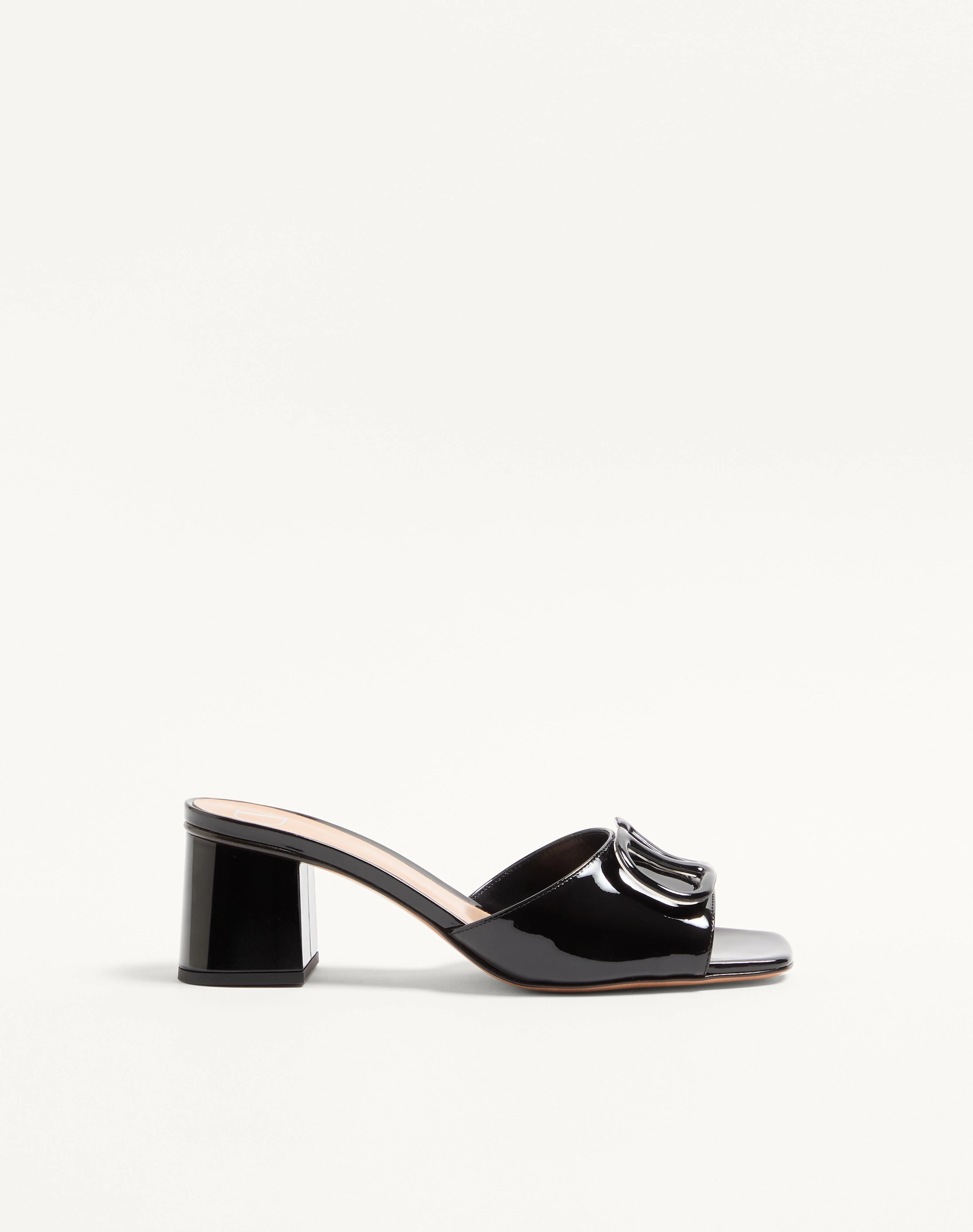 VLOGO SIGNATURE PATENT LEATHER SLIDE SANDAL 60MM - 1