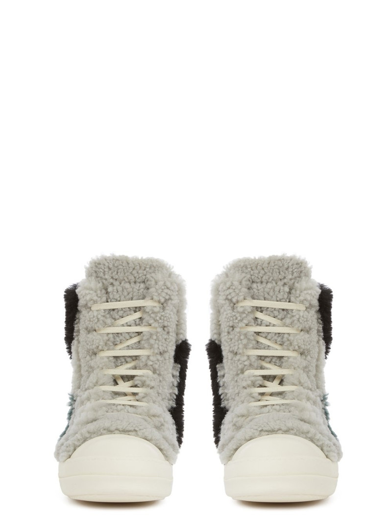 panelled lace-up shearling sneakers 2