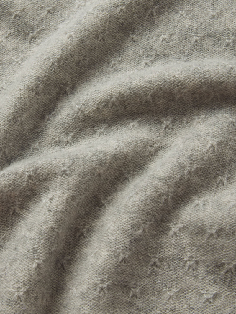 Pointelle Puff Sleeve Sweater in Light Heather Grey 3