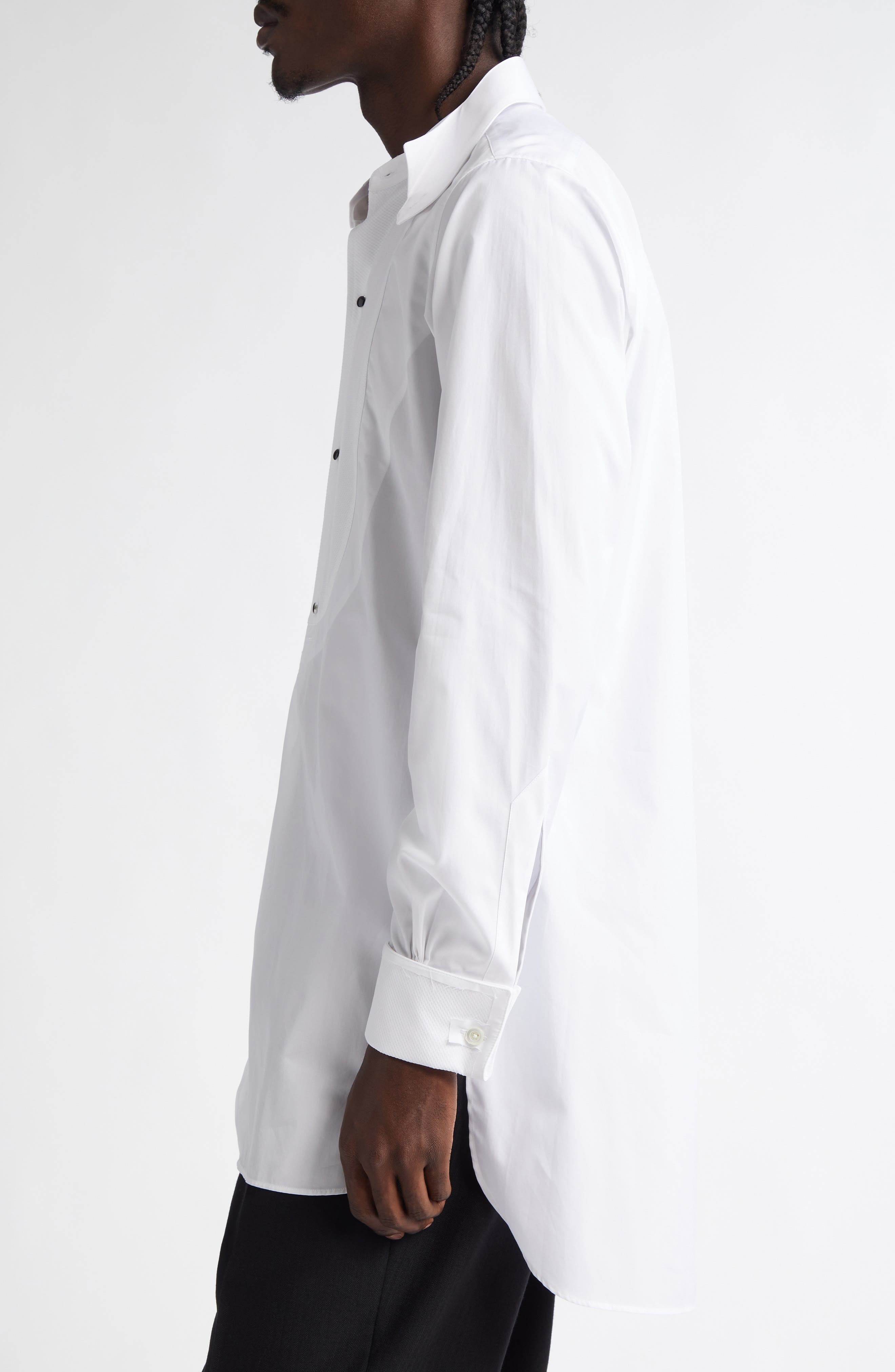 Maison Margiela Cotton Poplin Tuxedo Shirt in White at Nordstrom - 4