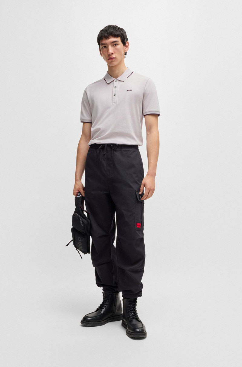 HUGO STRETCH-COTTON SLIM-FIT POLO SHIRT WITH PRINTED LOGO outlook