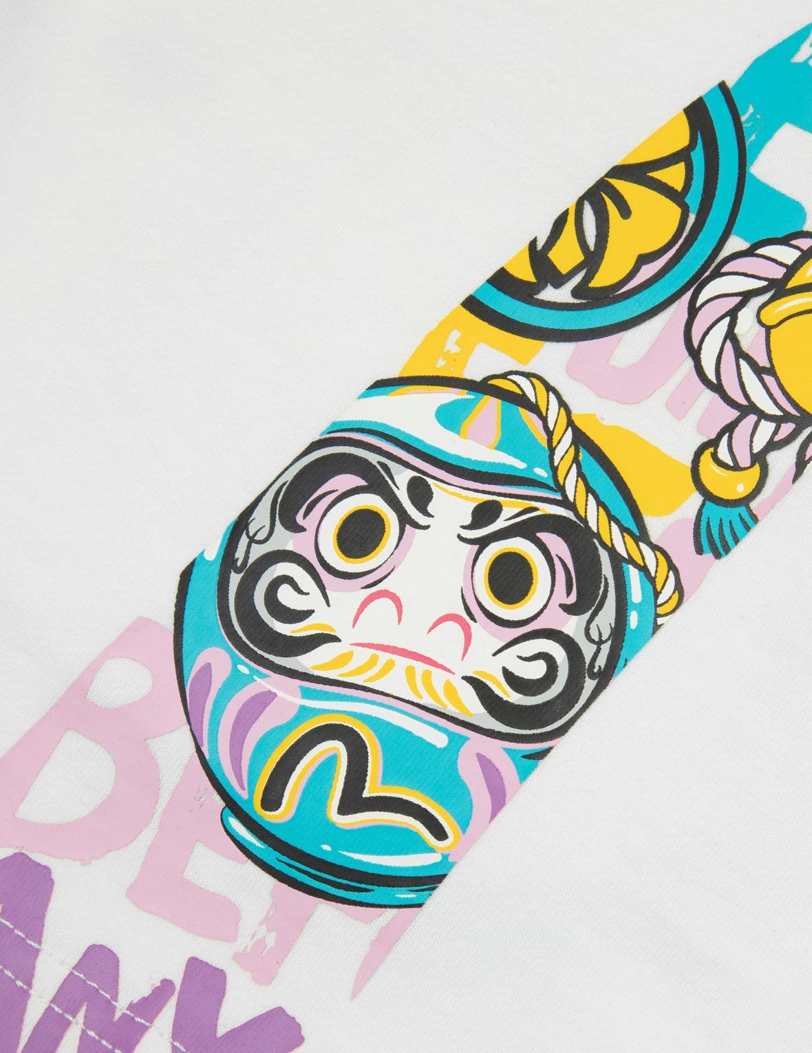 Color-blocking Daruma and Fortune Cat Daicock Print Loose Fit Sweat Shorts - 8